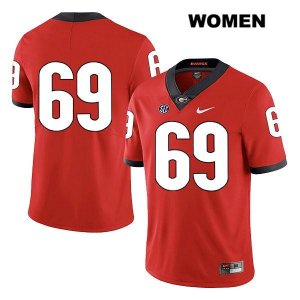 Women's Georgia Bulldogs NCAA #69 Jamaree Salyer Nike Stitched Red Legend Authentic No Name College Football Jersey SKK4854LA